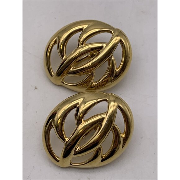 Vintage Signed Napier Gold Tone Earrings Adjustable Screw Back Signed - Picture 5 of 10